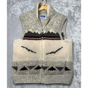 Randall Cosco For Longhouse Vest Mens M Vintage COWICHAN Hand Knit 100% Wool Vtg